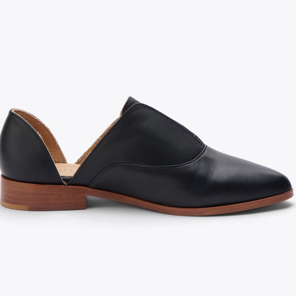 NISOLO Black Leather Emma D'Orsay Oxford Classic Flat Shoes - Picture 3 of 16